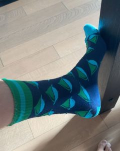 dark blue and green Transparensa Fuels socks