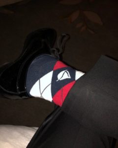 navy white and red argyle style socks from Transparensa Fuels